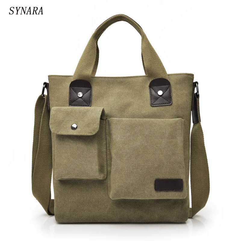 Холщовый портфель для мужчин модная деловая сумка мессенджер брендовая на плечо