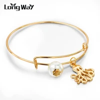 longway 2019 gold color diy beads bangle for women adjustable expandable wire animals charms bracelets bijoux femme sbr150227103