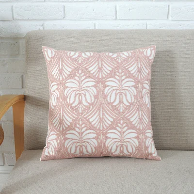 L Home Decor вышитые подушки крышки серый розовый геометрический парусина хлопок площадь вышивки наволочка 45x45 см - Цвет: L
