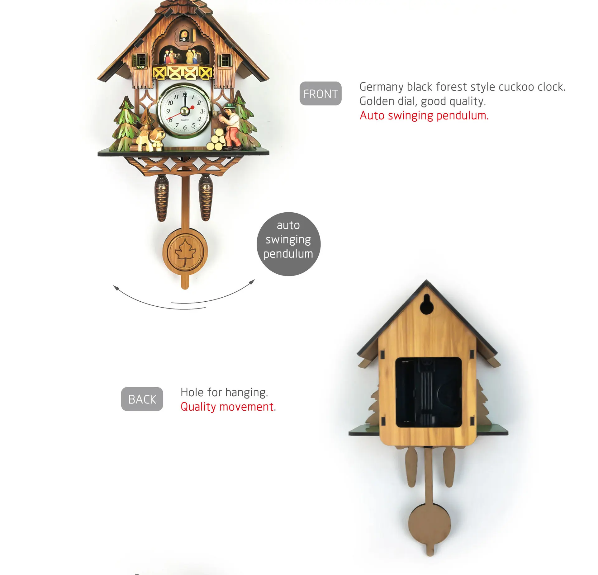 Cuckoo Wall Clock Originality Wood Quality European Style A Living Room Complex Ancient Wall Clock Diy Clock