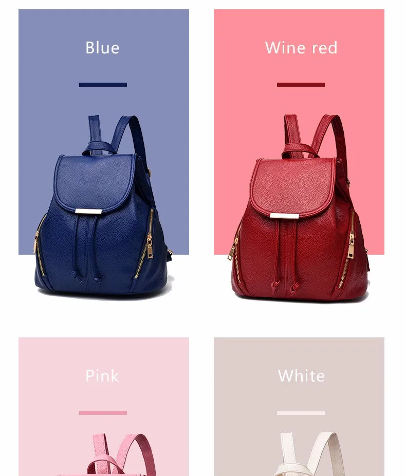 YINGPEI женский рюкзак из искусственной кожи Mochila Feminina школьные сумки для подростков ноутбук черный белый