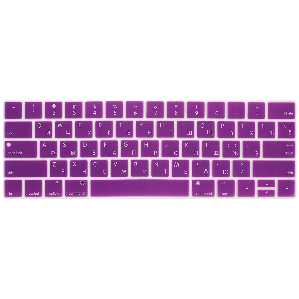 Русская клавиатура чехол для Mac Book 13 15 дюймов с сенсорной панелью A1706 A1707 A1989 1990 Клавиатура для ноутбука Чехлы цветная пленка для клавиатуры - Цвет: Фиолетовый