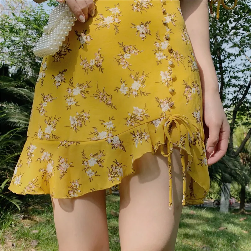 Женское винтажное платье с V образным вырезом коротким рукавом и воланом|Женские