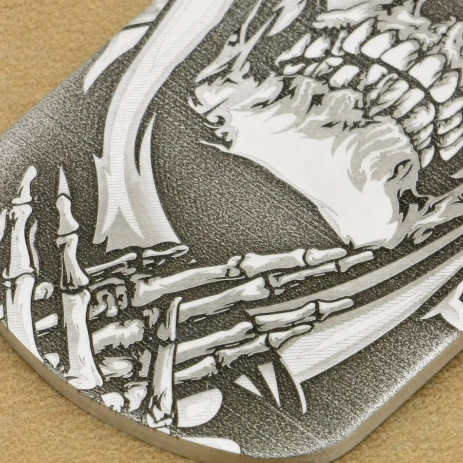 Solid 316L Stainless Steel High Detail Laser Deep Engraved Praying Skeleton Mens Biker Punk Pendant Dogtag 9X109 JP | Украшения и