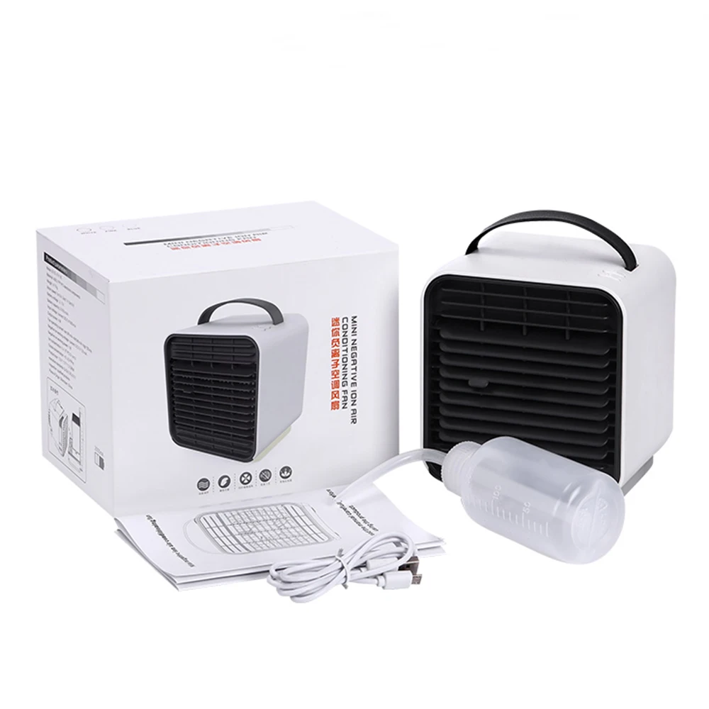 USB Mini Portable Air Conditioner Anion Fan 2000mAh Rechargeable Desktop Cooler Humidifier Purifier Fans With LED Lights | Бытовая