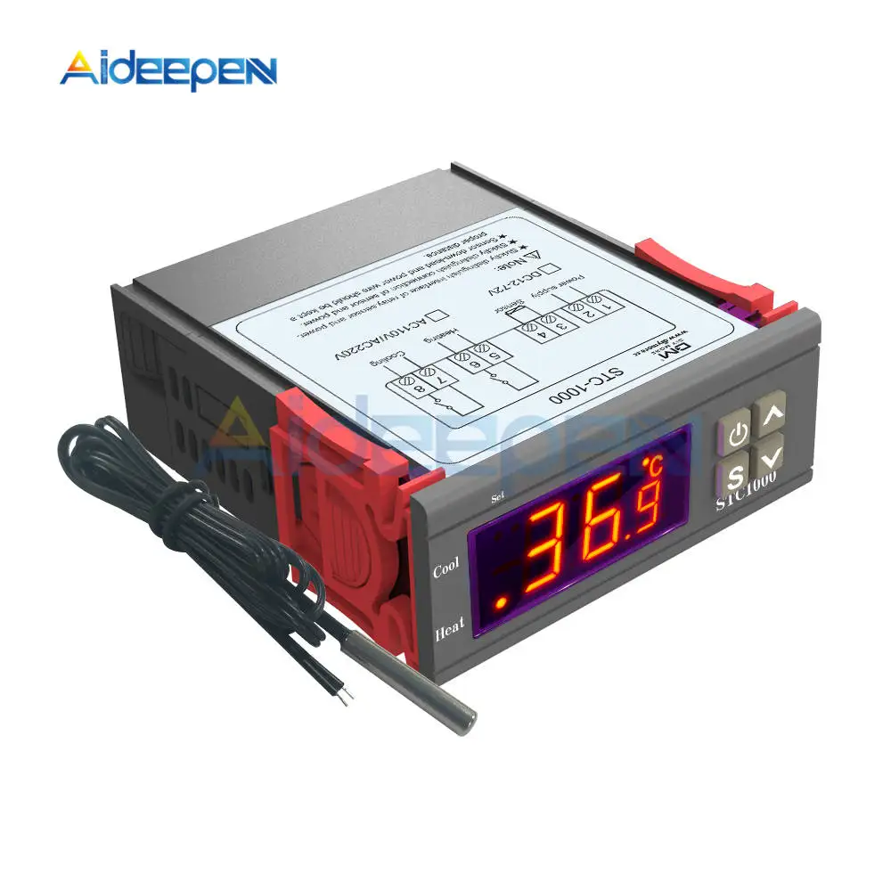 STC-3000 STC-1000 STC-100 Температура Управление; 12V 24V 110 V-220 V светодиодный цифровой терморегулятор Термостат Управление+ NTC Сенсор