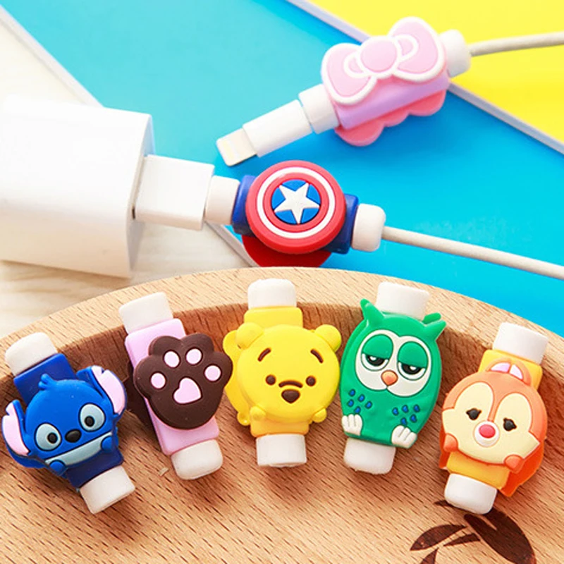 KEITHNICO 100 шт мультяшный кавайный USB кабель для наушников для мобильного телефона, защита для зарядки и передачи данных