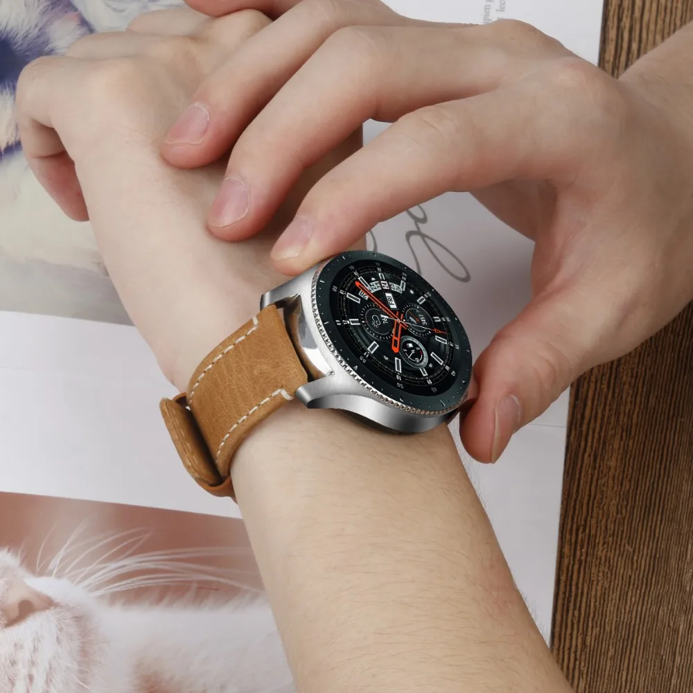 22 мм кожаный ремешок для часов samsung Galaxy Watch 46 мм SM-R800 ремешок быстросъемный ремешок для samsung Galaxy Watch 46 мм полосы