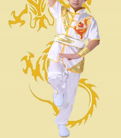 Детская одежда wushu с вышивкой драконом форма для Тай Чи детские костюмы занятий