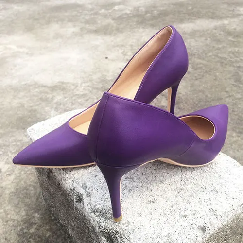 Purple 10cm Heels Veowalk/Брендовая обувь по индивидуальному заказу; женские туфли-лодочки на высоком каблуке; фиолетовые Простые сандалии из микрофибры без застежки; Свадебные/вечерние туфли на очень высоком каблуке - Цвет: Purple 10cm Heels