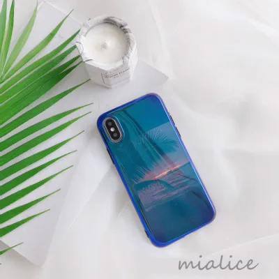 Blu ray Лето Коко море пляж телефонные чехлы для iphone X 7 плюс 8 блестящие мягкие