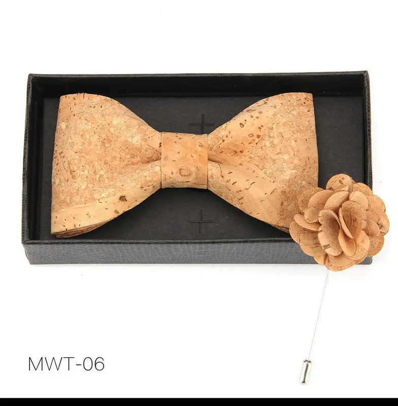 Bowtie Set Новинка мужской мальчик Пробка Деревянный Банкетный броши на булавке галстук-бабочка набор ручной работы Свадебная вечеринка деревянный галстук бабочка костюм галстук бабочка галстук - Цвет: Bowtie Set