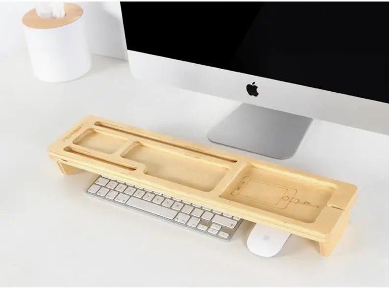 

BF040 Fashion Solid wood storage rack multi-functional useful desk computer keyboard stacks, wooden desktop sundries 52*12*4cm