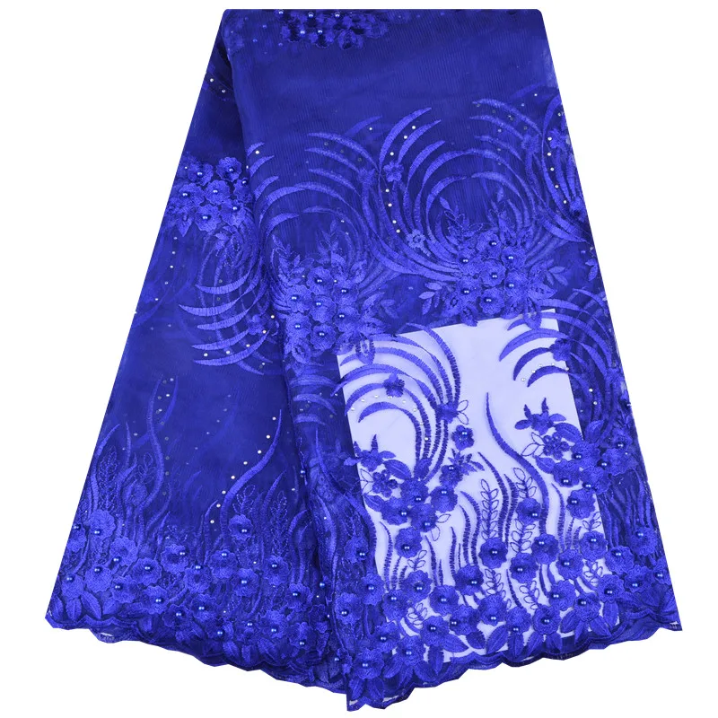 

Nigerian Elegant Net Lace Fabrics French Lace Fabric 2018 High Quality Lace Fabric African Blue Tulle Lace Fabric 1221