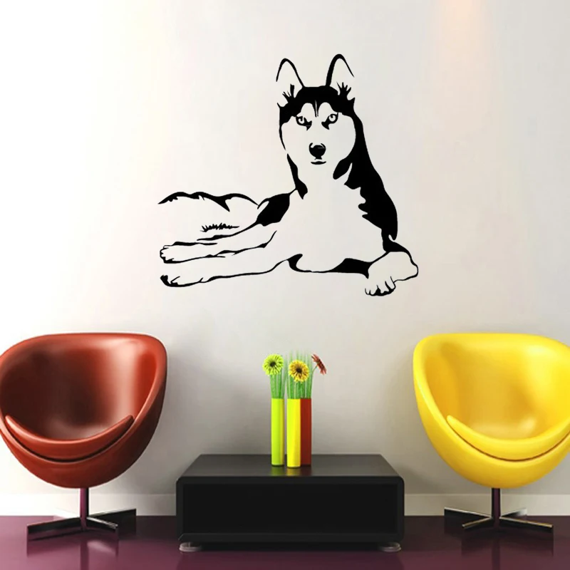 Веселая Милая Наклейка на стену Husky Dog для детской комнаты домашнее украшение