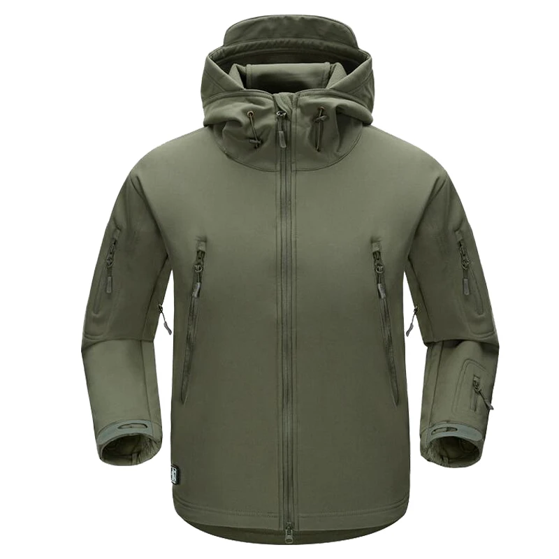 Army green Мужская Военная камуфляжная флисовая куртка брендовая Осенняя армейская тактическая Мультикам Мужская камуфляжная куртка водонепроницаемые ветровки - Цвет: Army green
