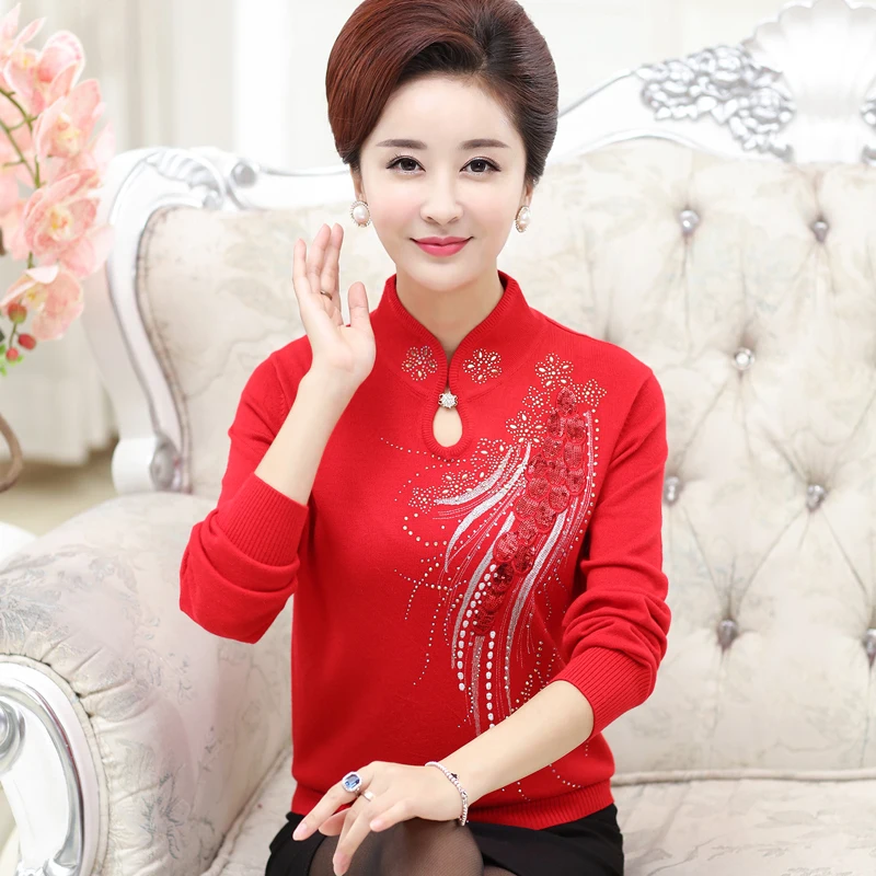 Модель 2017 года осенне-зимняя одежда для женщин среднего возраста нижняя рубашка