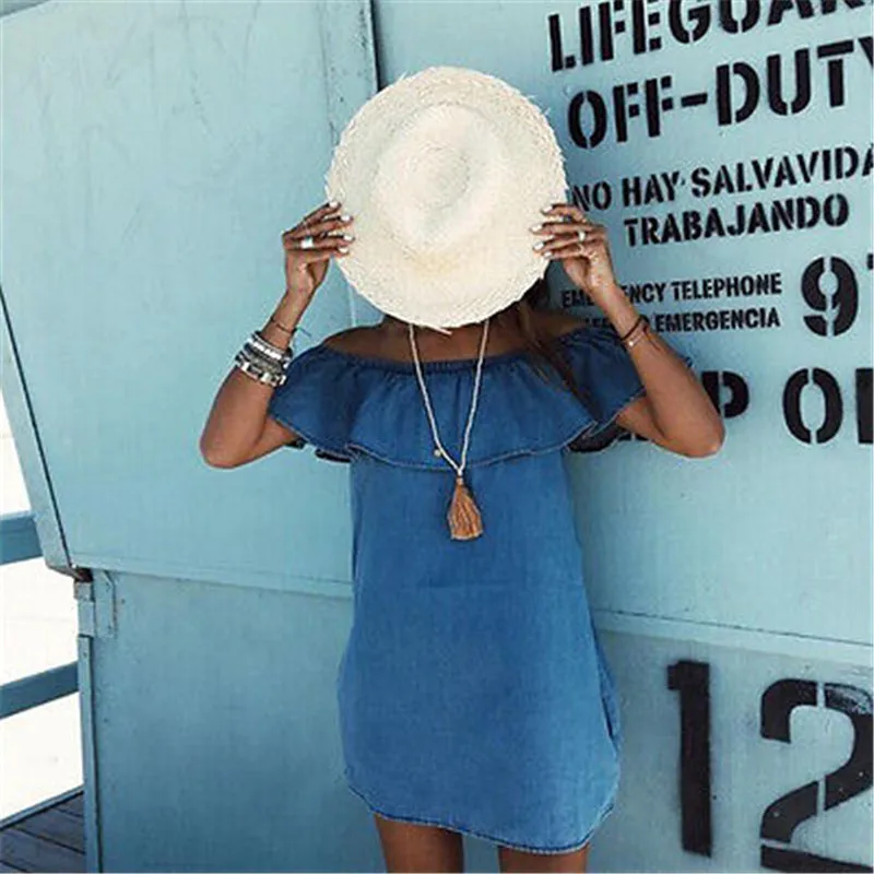 2017 винтажное Сексуальное женское платье с открытыми плечами и оборками