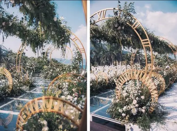 

Annual Ring Arch Special-shaped Iron Frame Ring Background Flowers Outdoor Lawn Wedding Flower Frame