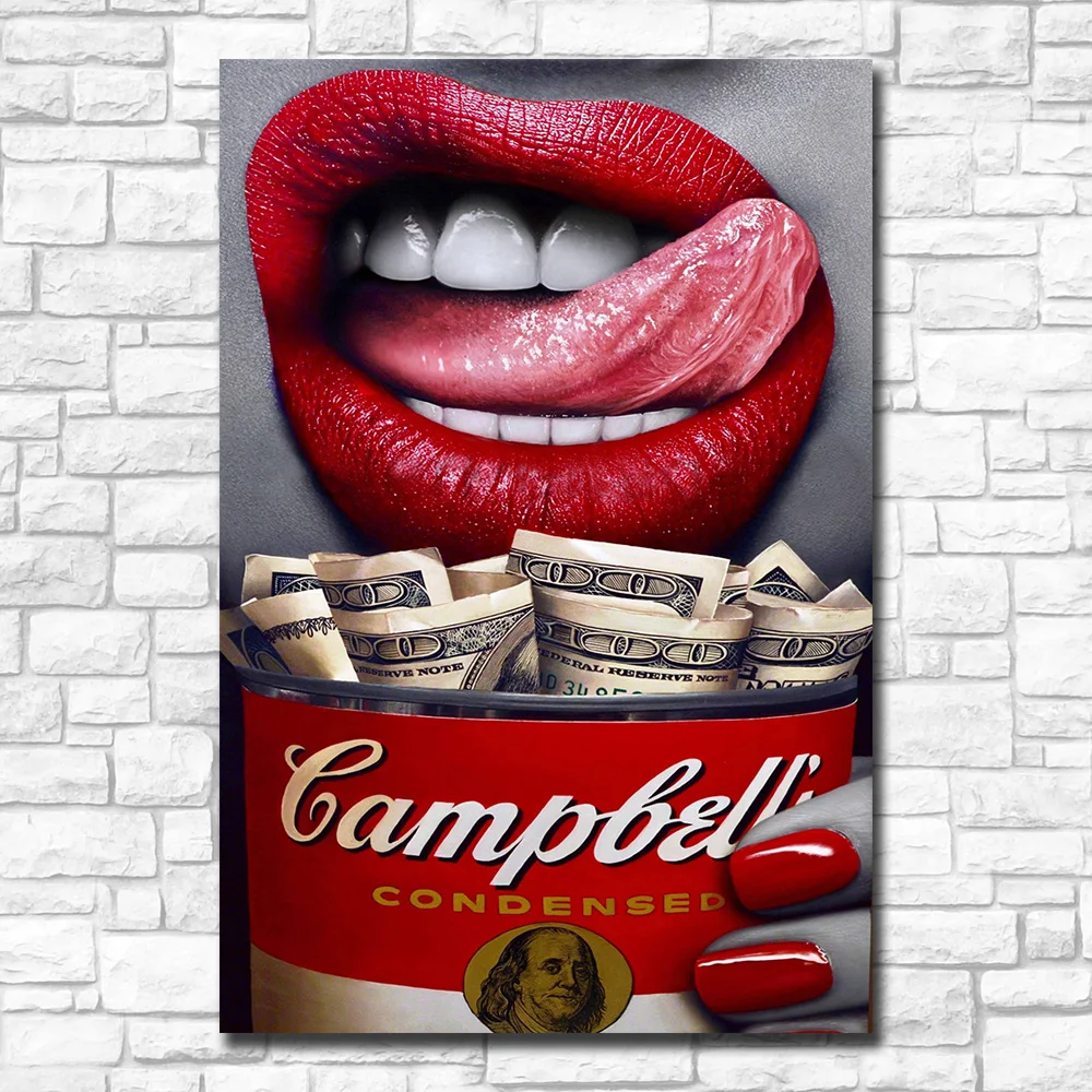 

Fashion Huge Wall Pictures Paintings Print On Canvas Oil Painting Money Soup Canvas Painting Office Wall Art Home Decor Unframed