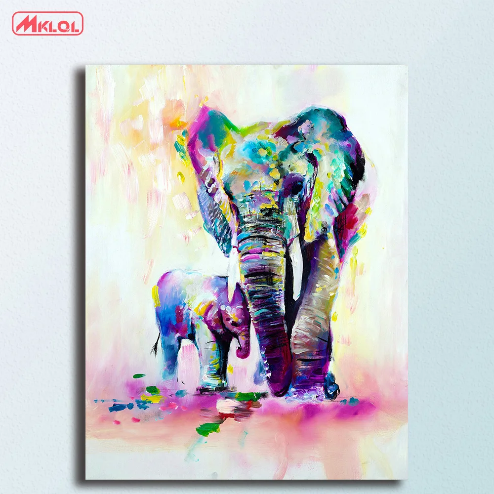 

Wall art Elephant with son pop art Canvas Painting For Living Room Home Decoration Oil Painting On Canvas Wall Painting