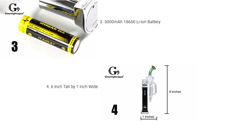 G9 Greenlightvapes TC порт портативный воск испаритель Dab Rig Стекло курительные трубы масляная горелка воск Vape ручка со стеклянным фильтром Bubbler