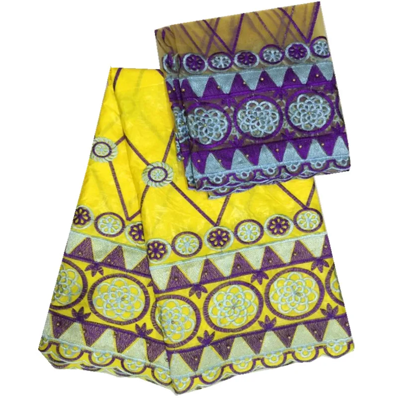 Bazin riche fabric in the African embroidery basin getzner lace with two yards of French chiffon ly-236 | Дом и сад