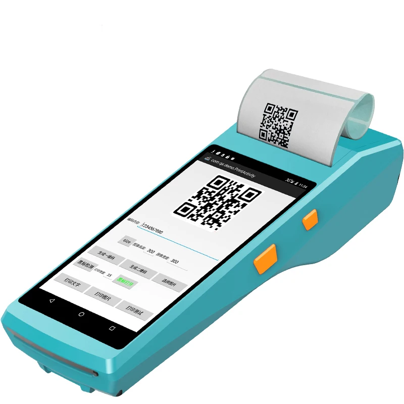 Портативный PDA Android со встроенным термопринтером ручной 2D QR код сканер штрих кода