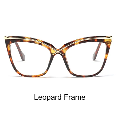 Leopard Frame Ralferty, негабаритные очки кошачий глаз, прозрачная оправа, женские ретро большие оптические оправы, прозрачные очки, аксессуары F92107 - Цвет оправы: Leopard Frame