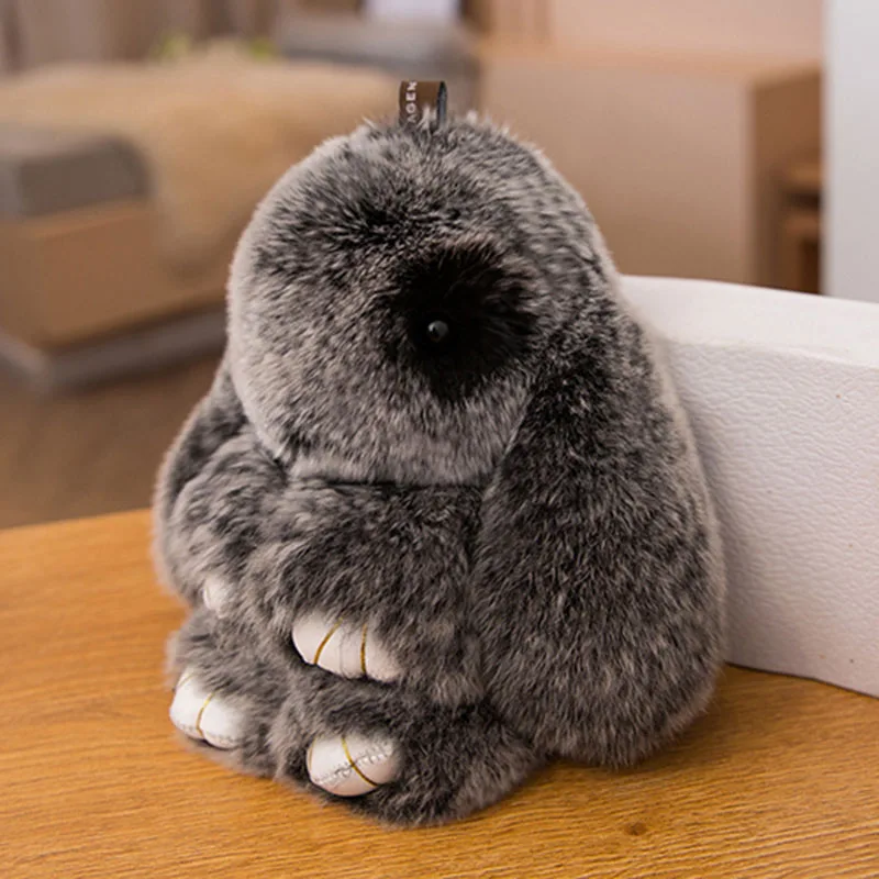 2018 брелок из натурального кроличьего меха кролика с помпонами и кроликом для