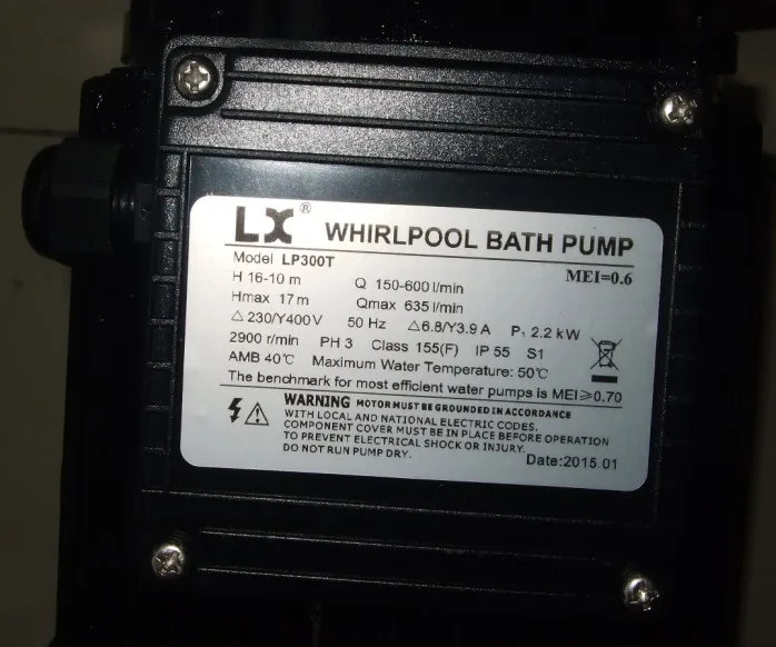 220 V 3 фазный двигатель 400 V 50 HZ 3HP 2.2KW LX LP300T maxiflow гидромассажная Ванна гидромассажный насос LP 300