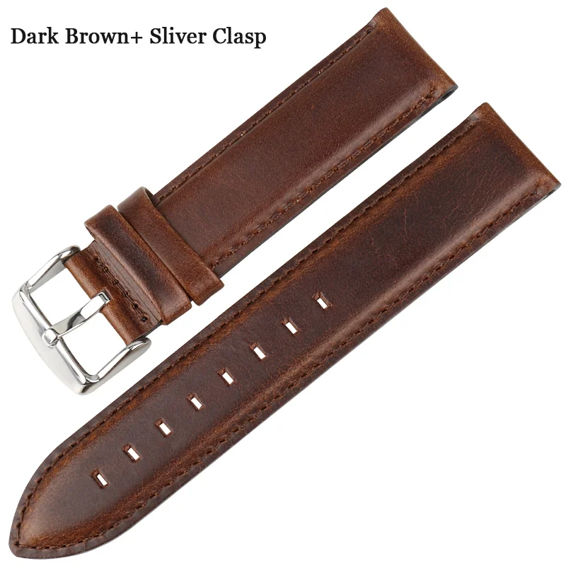 Dark Brown A Silver MAIKES, модные новые аксессуары для часов, простые белые ремешки для часов для мужчин или женщин, ремешок для часов для замены мужских Т-браслетов - Цвет ремешка: Dark Brown A Silver