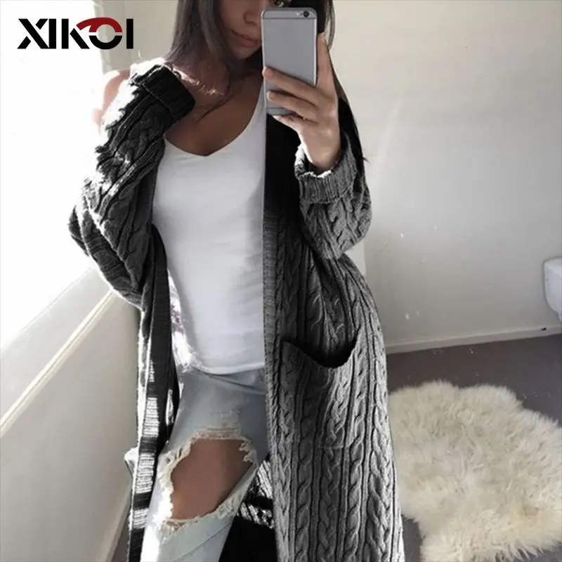 Кардиган женский вязаный с длинным рукавом двойной Осень-зима 2021 |