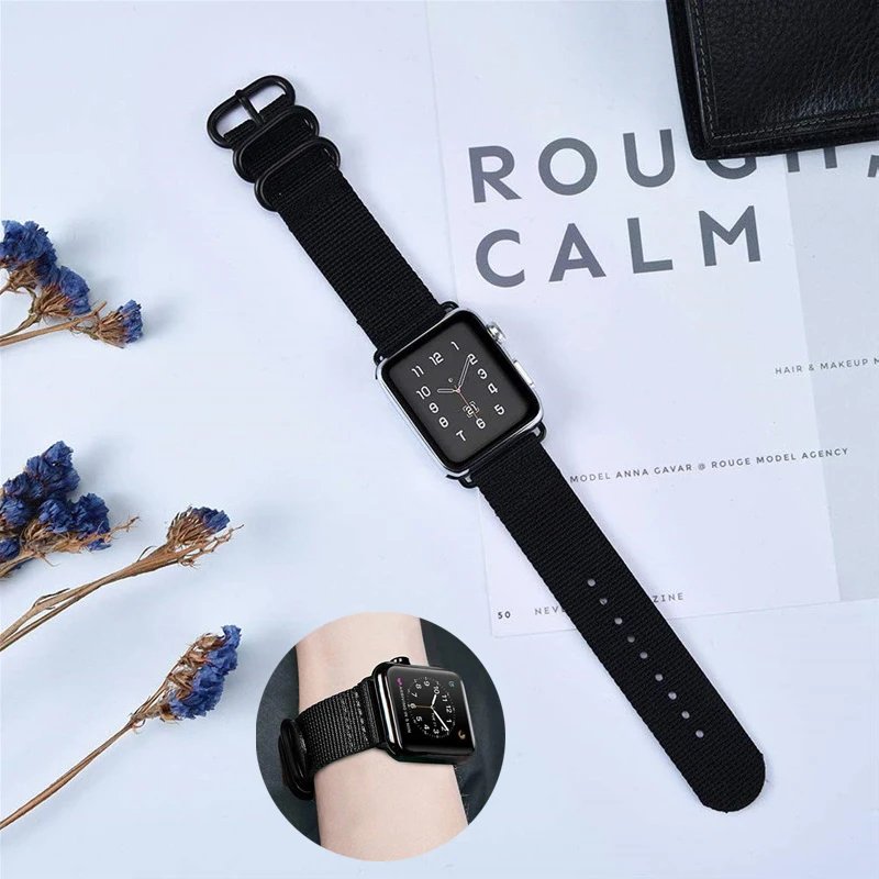 Ремешок нейлоновый для apple watch band 42 мм 38 браслет 4 44 40 iwatch series 4/3/2/1 аксессуары