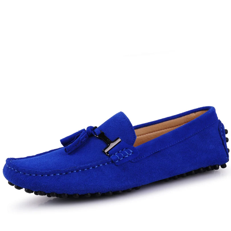 Мужские лоферы из коровьей замши без застежек повседневная обувь для езды в