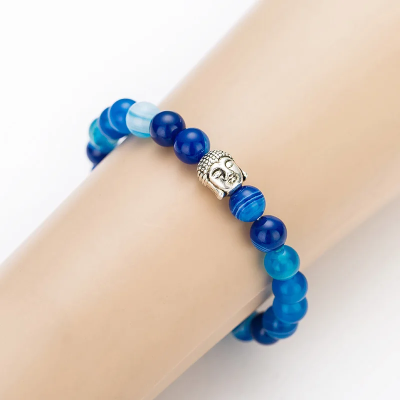 Модные Натуральный Камень Strand Медитация Будды Браслеты бисером турмалин браслет