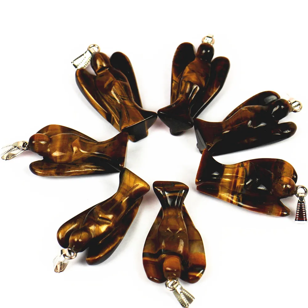 Оптовая продажа 6 шт./лот 2016 мода тигровый глаз натуральный камень Ангел Подвески