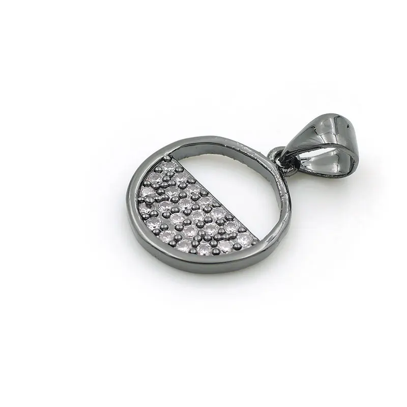 Black 14*12*2 мм Micro Pave Clear CZ круглое очарование подходит для мужчин и женщин делая ожерелья ювелирные изделия - Окраска металла: Black