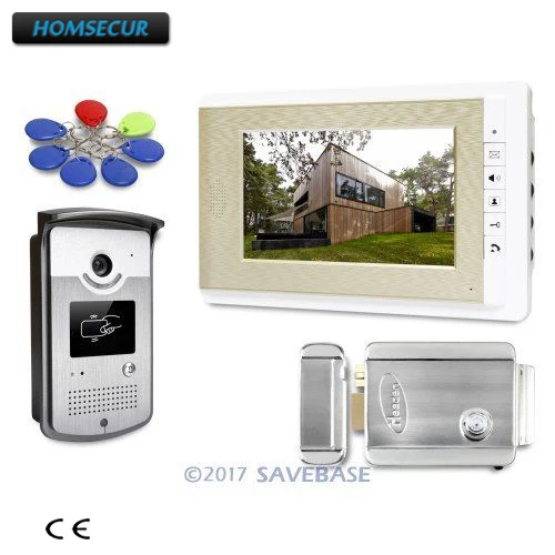 

HOMSECUR 1V1+Electric Lock 7" Video Door Phone Intercom System with Keyfobs Unlocking Camera for Apartment