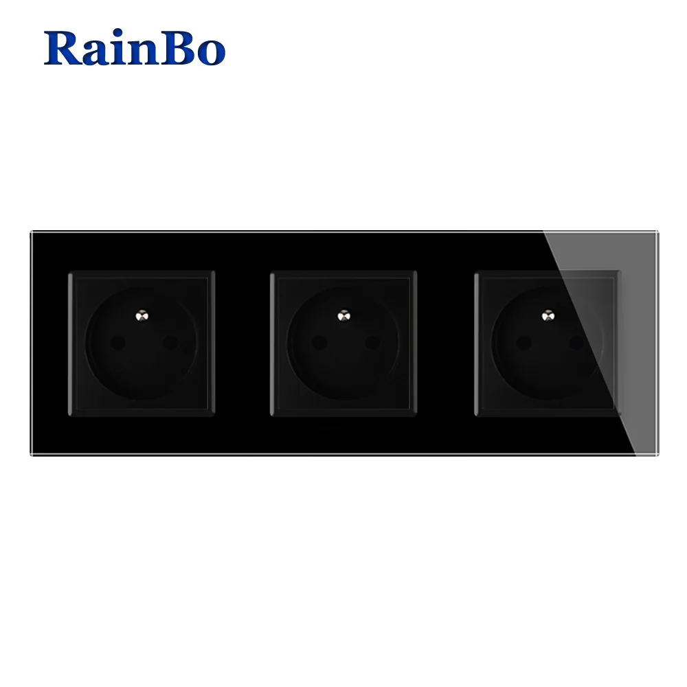 RainBo NEW-Wall powe-Socket Standard-Power Crystal-Glass-Panel AC110 ~ 250V 16A-Wall-Power-Socket A38F8F8FB | Обустройство дома