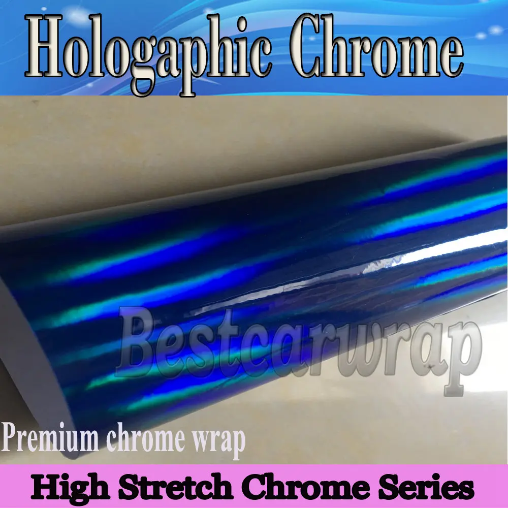 Темно Синий Голографическая хромированная виниловая пленка для отделки