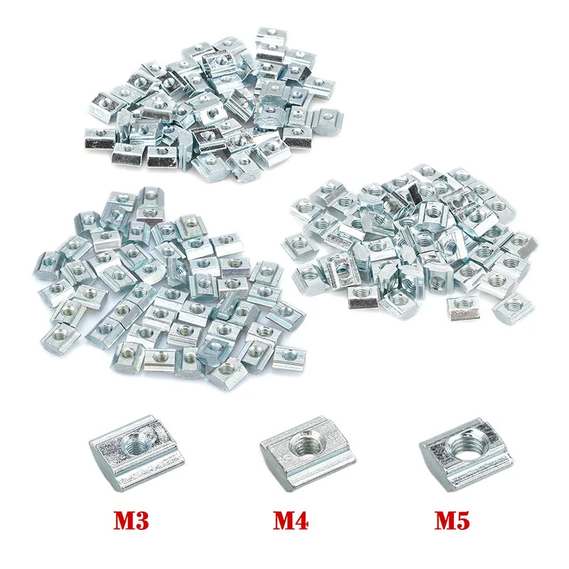 

Slot T-nut Sliding Nut 50Pcs M3 M4 M5 For 2020 3030 4040 Profile Slot T Nut Aluminum Extrusions Furniture Set