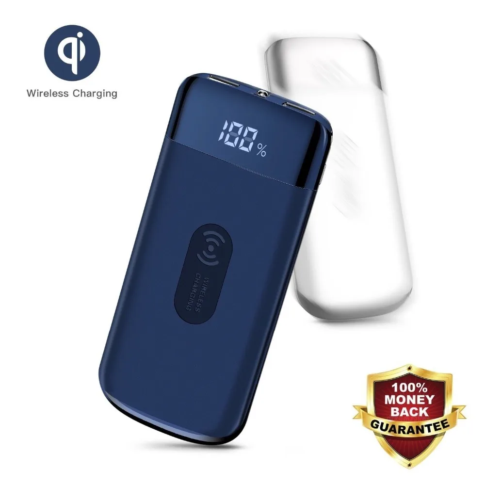 Портативное зарядное устройство 50000 mAh power Bank Qi Беспроводная зарядка USB bank для