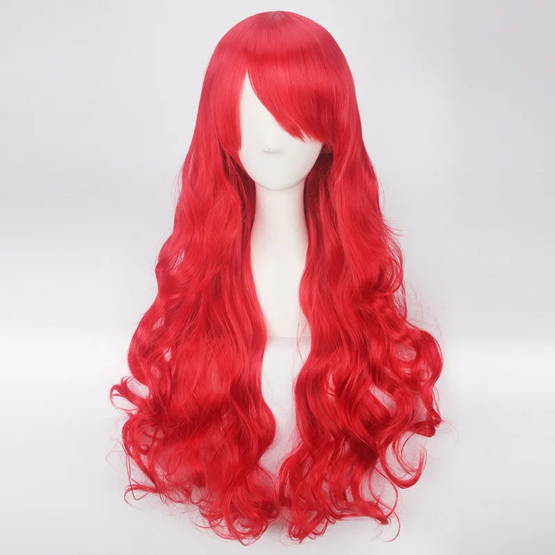 

60-80cm Long Curly Synthetic the Little Mermaid wig for kids Red Cosplay Hair Wigs For Women
