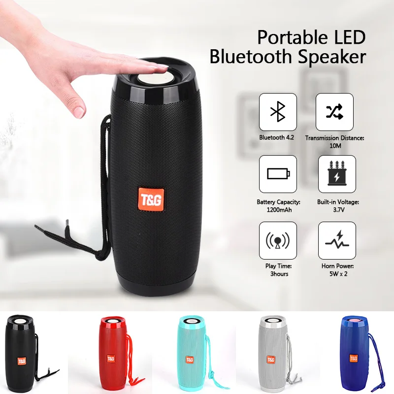 Bluetooth динамик портативный со светодиодной подсветкой поддержкой TF FM