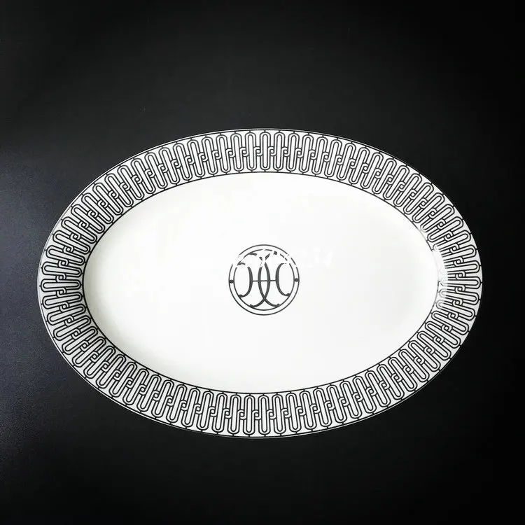 oval fish dish Новые поступления костяной набор посуды из фарфора Diy посуда Dinnerset - Цвет: oval fish dish