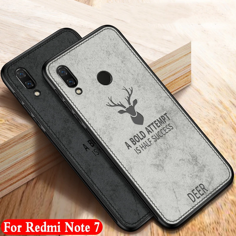 Чехол для Xiaomi Redmi Note 7 с тканевым узором задняя крышка из силикона мягким краем