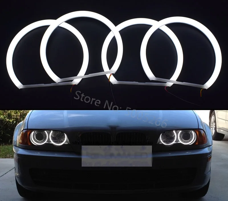 2x (106 мм + 131 мм) Автомобильные хлопковые фары Halo Ring LED Angel Eyes для BMW E90 3 серии (2006 2011)