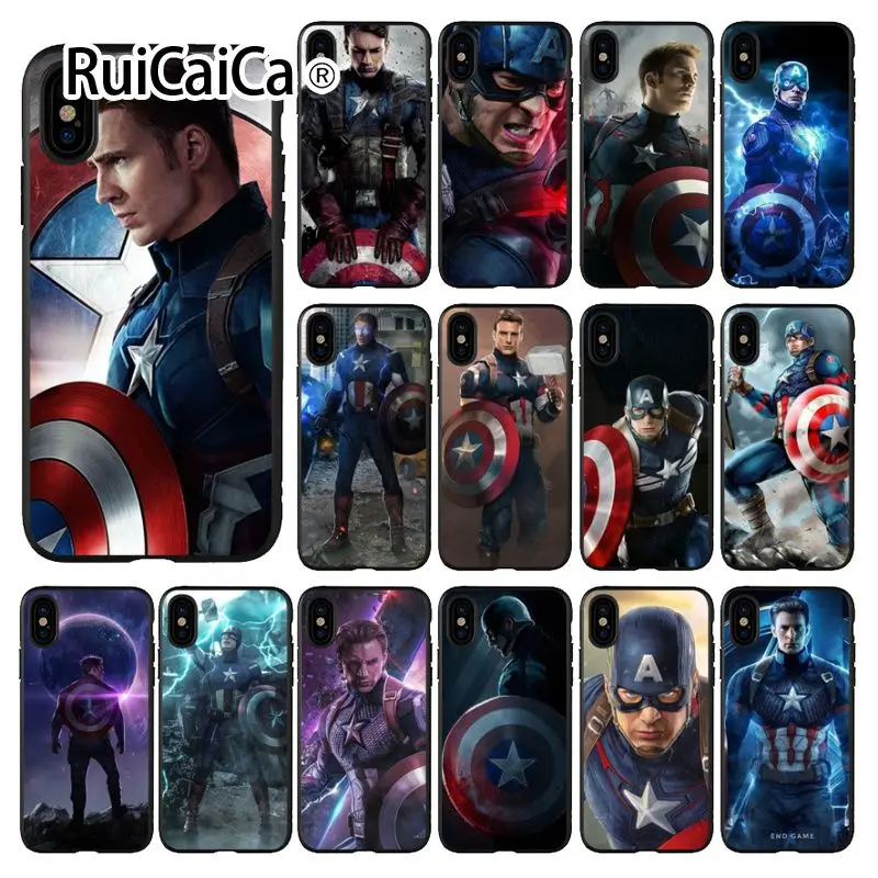 Чехол для телефона Ruicaica Marvel Мстители Капитан Америка мягкий черный чехол Apple iPhone 8