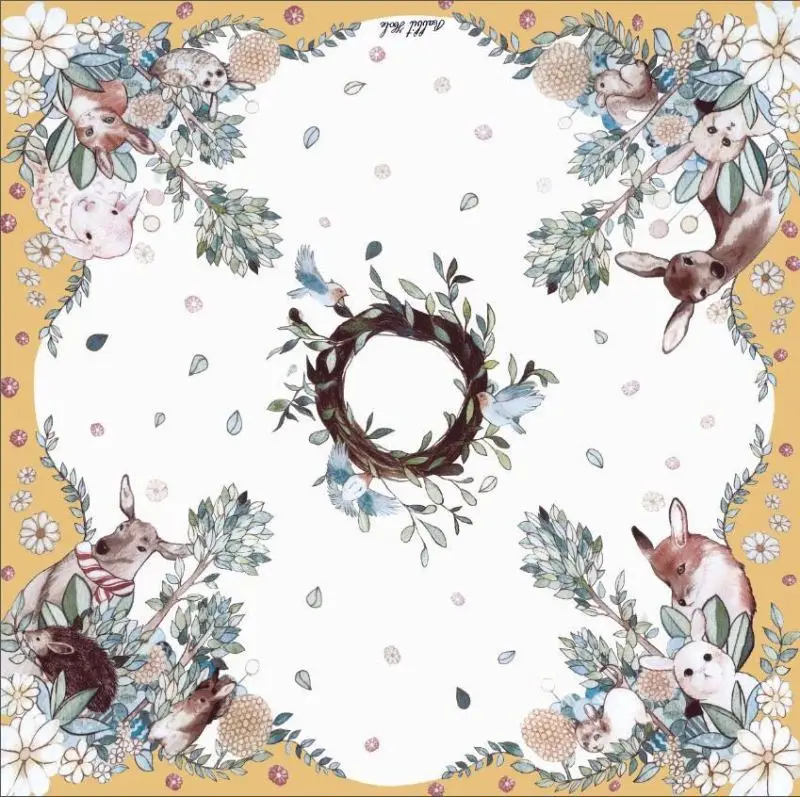 Шарф квадратный с принтом оленя DW6|scarf silk|square scarfscarf square |